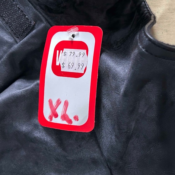 SCARF/NECK WARMER, LEATHER WITH SOFT FLEECE INSIDE, VELCRO CLOSURE, - Picture 3 of 4